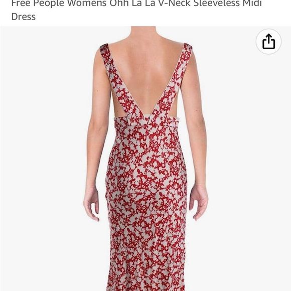 Free People Red and White Floral Midi Dress - Picture 4 of 16